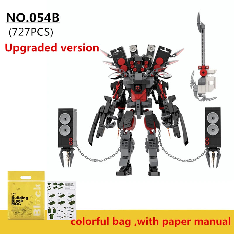 New Creative MOC Skibidi Toilet Titan Guitor Speaker Man Building Blocks Set DIY Bricks Toys For Children Boys Christmas Gifts