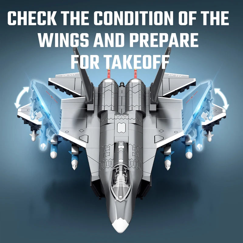 SEMBO J-35 Carrier Based Fighter Jet Assemblage Building Blocks MOC Military Series Aircraft Plane Model Bricks Boys Toys Gifts