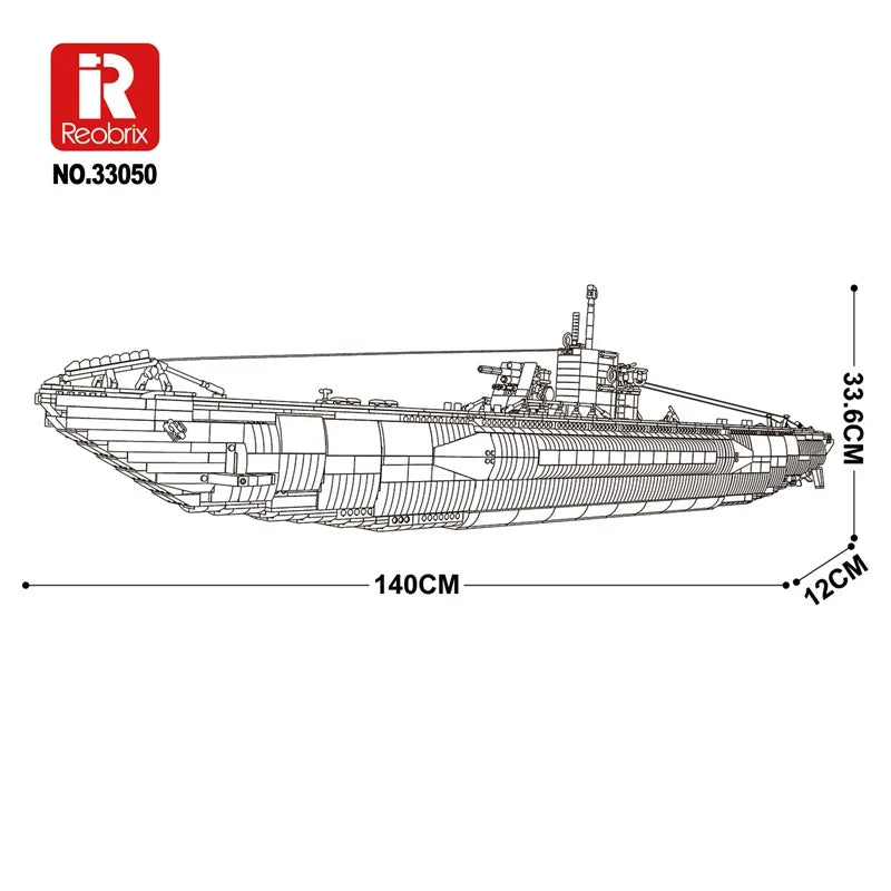 33050 3987pcs MOC WW2 Military U-boat Building Blocks Model Submarine Bricks Assembling Toys for Children Christmas Gift Set