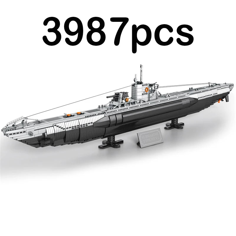 33050 3987pcs MOC WW2 Military U-boat Building Blocks Model Submarine Bricks Assembling Toys for Children Christmas Gift Set
