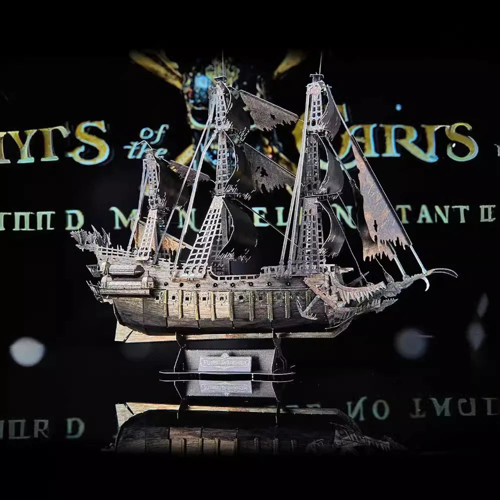 3D Metal Puzzle Pirate Ship - DIY Assembly Model Kit with Display Stand, Challenging Construction Artcraft for Adults 14+