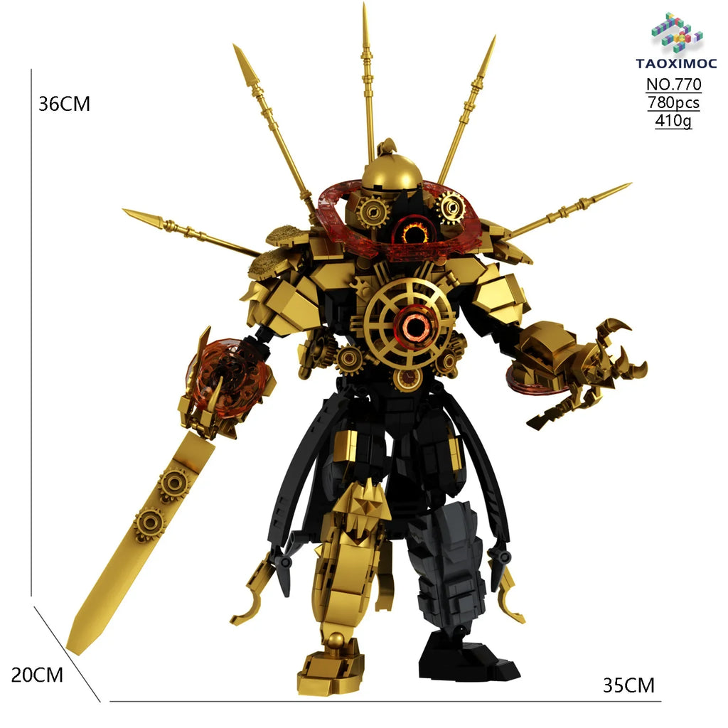 Skibidi Toilet Man Titan Gold Clock Man With Sword Building Blocks Set Action Figure Titanic Series Bricks Model Toys Boys Gift