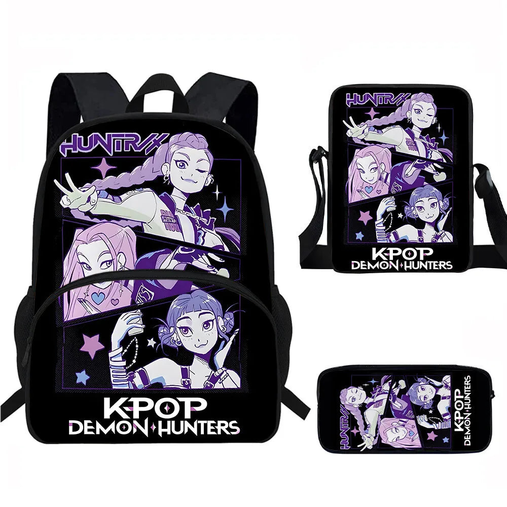 Anime Movie KPop Demon Hunters Backpack Mira Lumi Zoe Cosplay School Students Schoolbag Boys Girls Anime Pencil Bag Lunch Bag