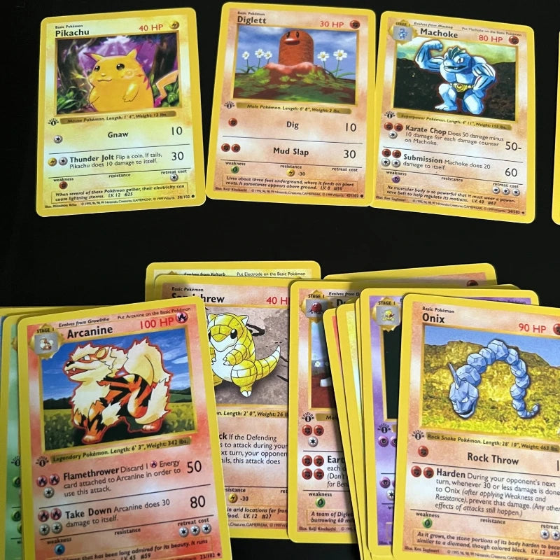 Pokémon Foil 33 Packs 1ST Edition Classic Base Set Proxy Cards PKM Games Board Games Whole Set Card Collection Toys Gift