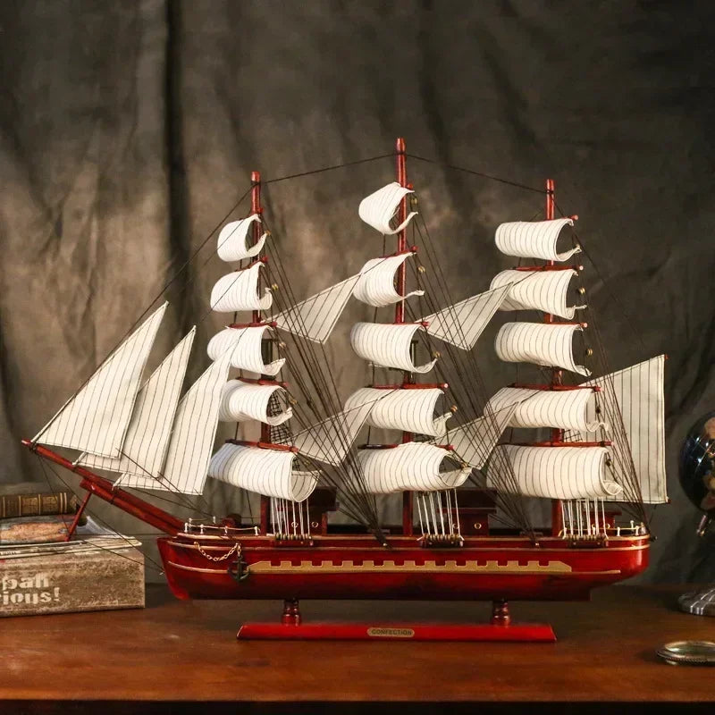 80cm 3D Large Sailboat Model Craft Wooden Assembled Ship Mediterranean home decor children birthday Gift Toys