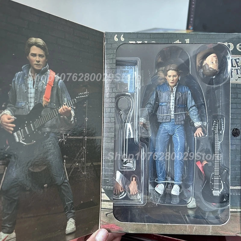 Original NECA DOC Brown White Figure 1985 Guitar Marty McFly 2015 Action Figure Ultimate Back To The Future Part II Model Toys