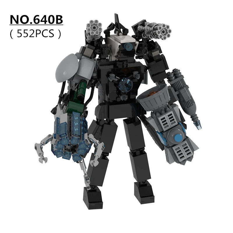 Updated Warhammer Monitor Skibidi Toilet MOC Building Blocks Set Electromagnetic Titan Monitoring King Bricks Toys For Boys Gift