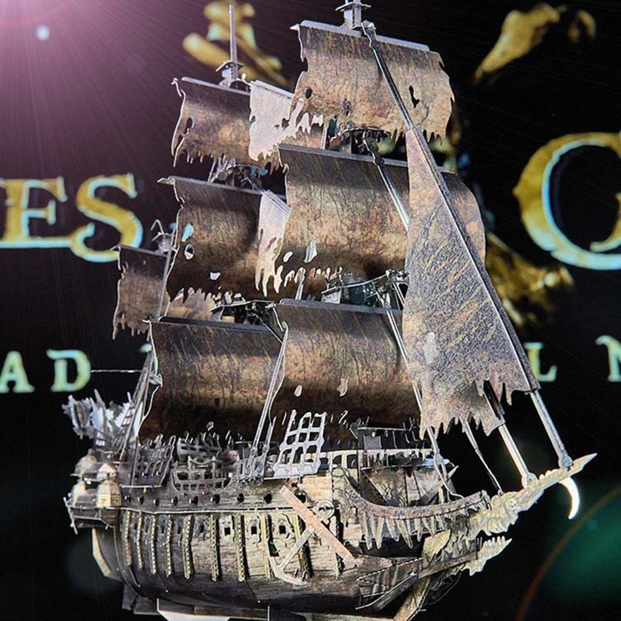 3D Metal Puzzle Pirate Ship - DIY Assembly Model Kit with Display Stand, Challenging Construction Artcraft for Adults 14+