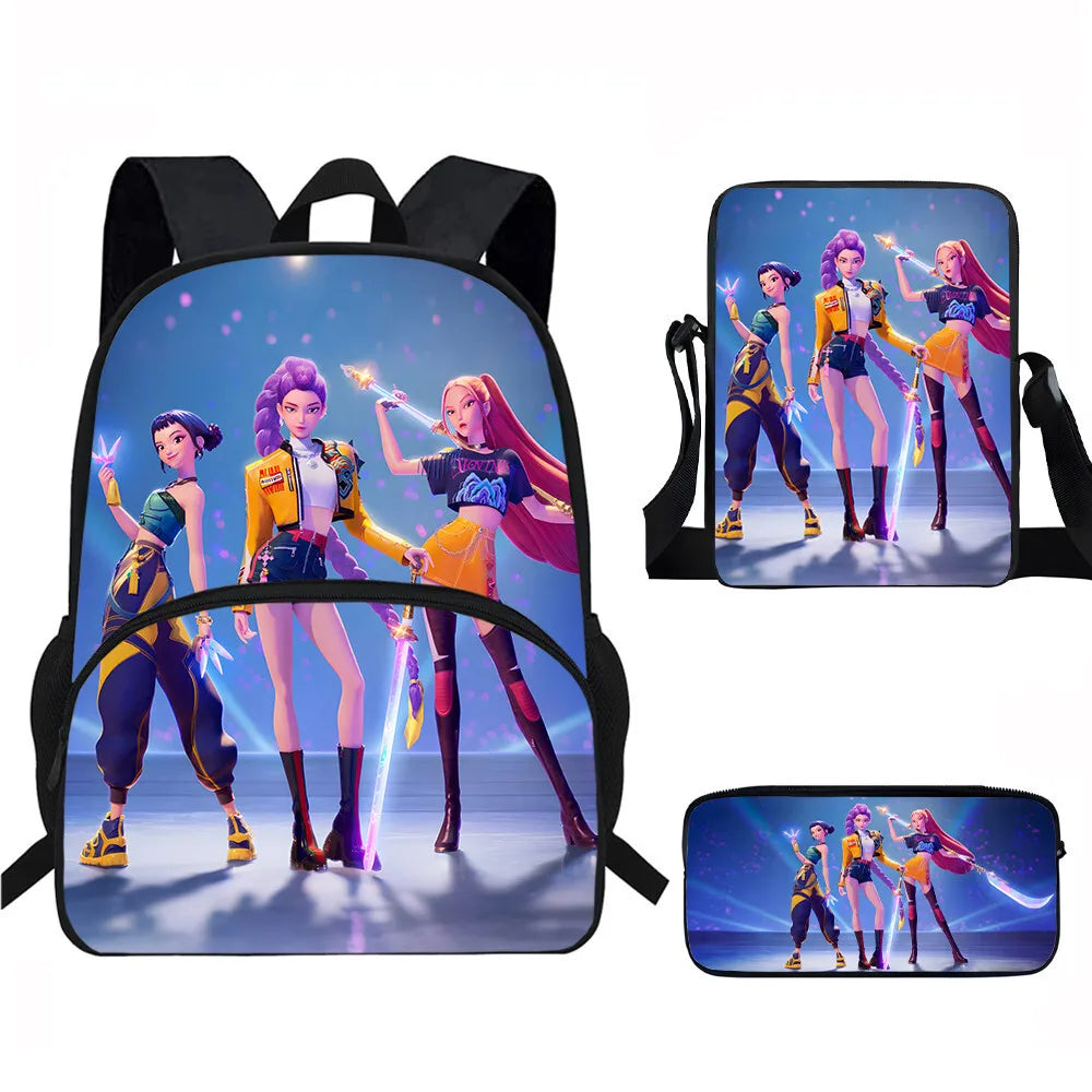 Anime Movie KPop Demon Hunters Backpack Mira Lumi Zoe Cosplay School Students Schoolbag Boys Girls Anime Pencil Bag Lunch Bag