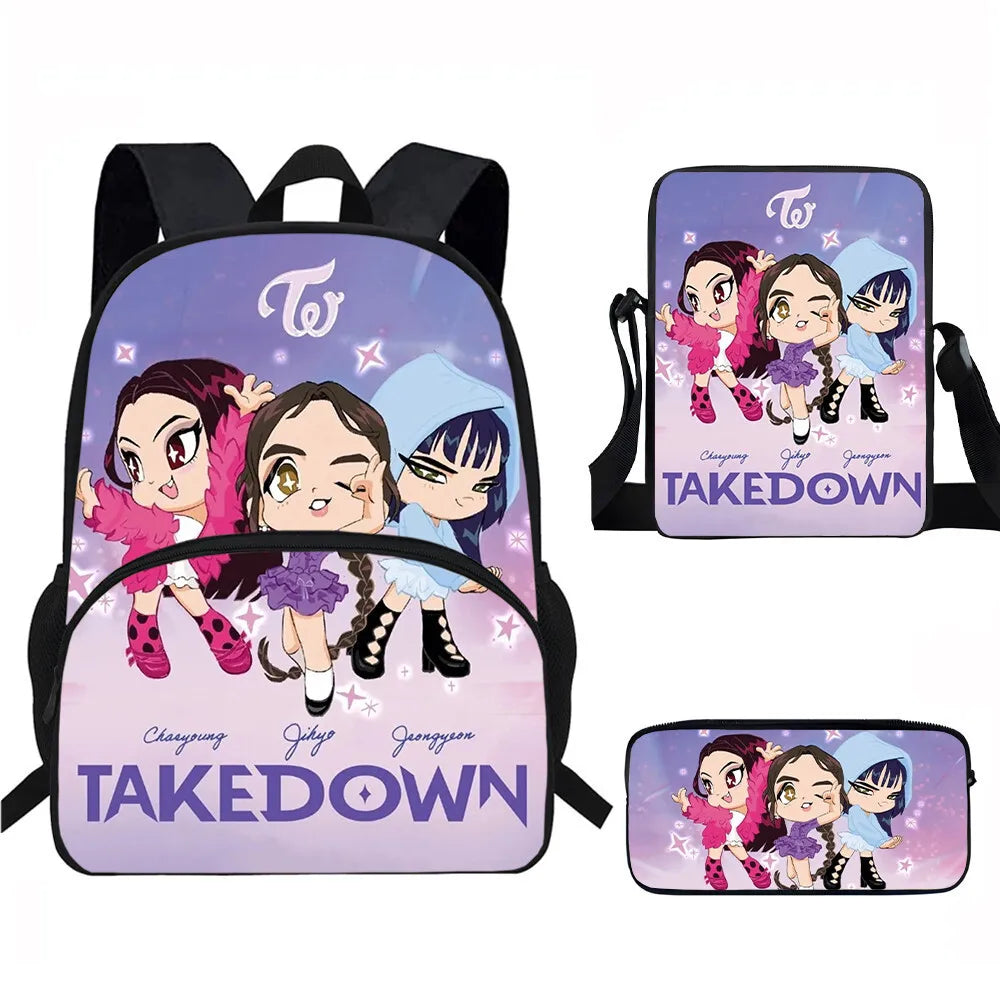 Anime Movie KPop Demon Hunters Backpack Mira Lumi Zoe Cosplay School Students Schoolbag Boys Girls Anime Pencil Bag Lunch Bag