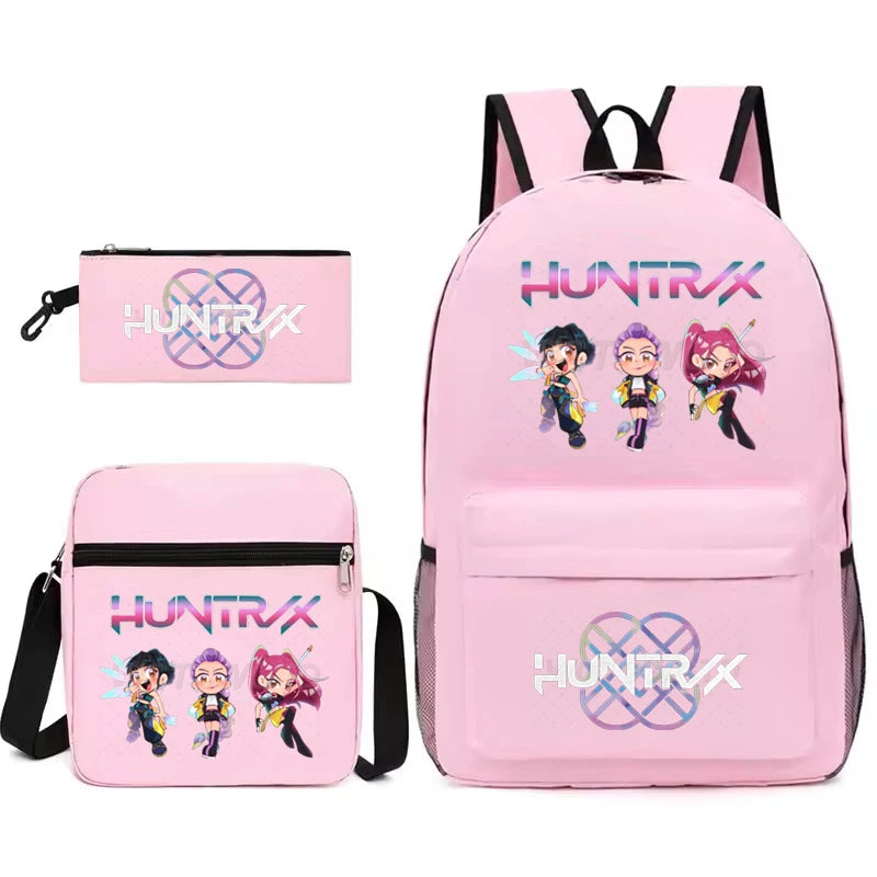 Kpop Demon Hunters Rumi Backpack for Girl Boy Students Anime Rucksack 3pcs Set Lightweight Children School Bags Travel Mochilas