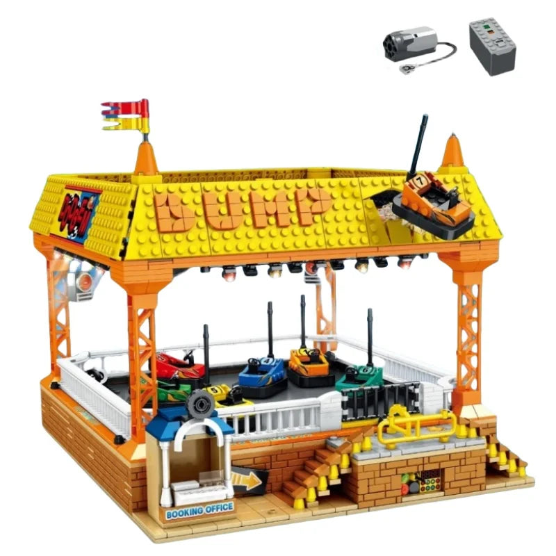 1099PCS Children’s Amusement Park Bumper Car Building Blocks MOC City Street View Model Brick Puzzle Toys Gift for Kids Adult