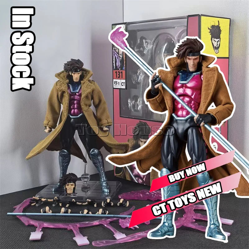 Ct Marvel Comics Style Gambit Mafex131 Articulated Manga Action Figure Poseable Collectible Model Kit X-Men Fans Birthday Gift