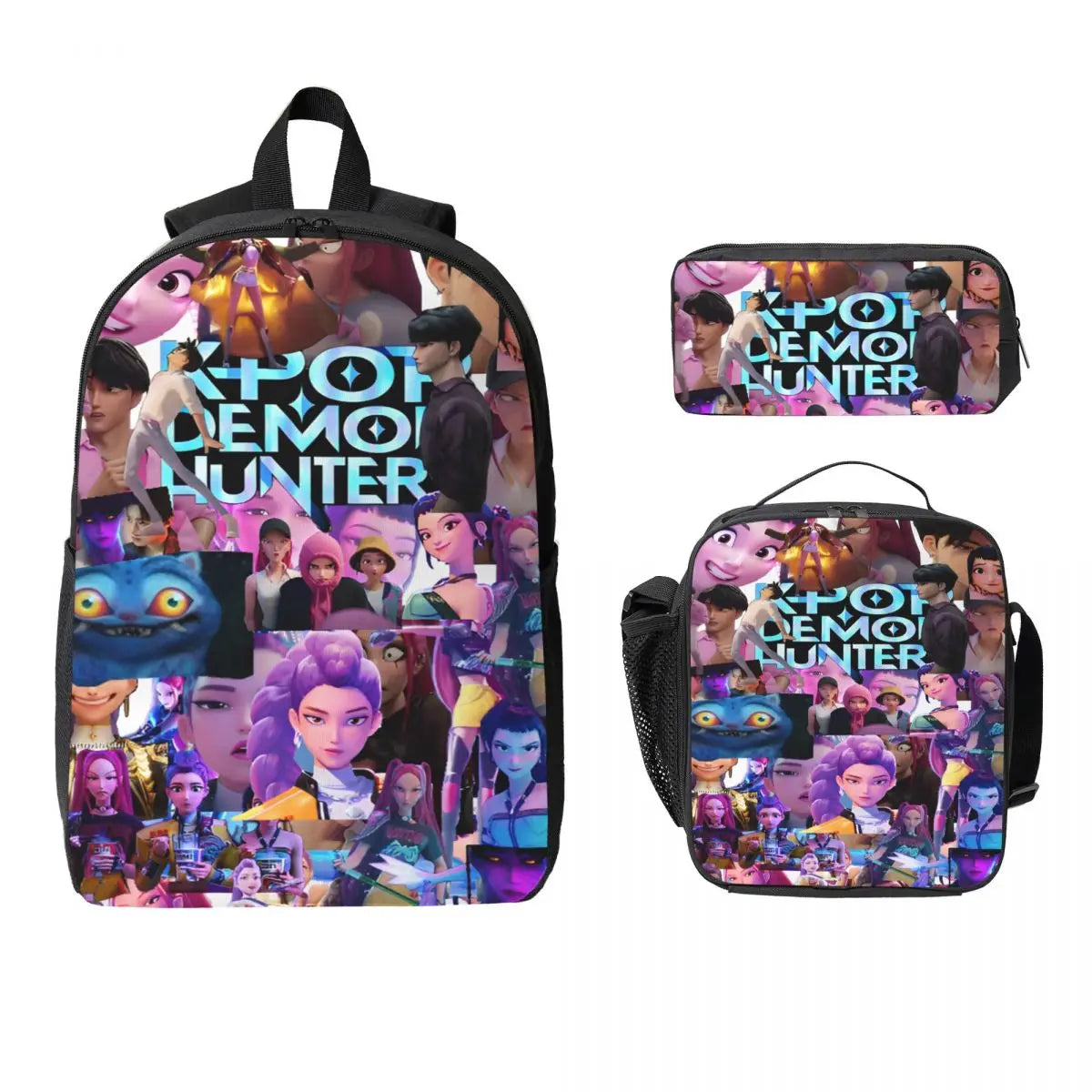 3Pcs Kpop Demon Hunters Huntrix School bags Set for Girls Boys Pencil Boxes Backpack Sets with Lunch Box For School Daypack