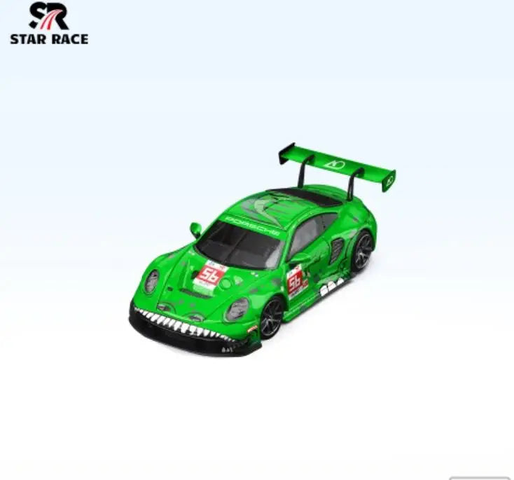 New In Stock Star Race 1:64 Porsche 911 Gt3 2023 Le Man Styrannosaurus Green Pink Car Alloy Miniature Diecast Model Custom Toy