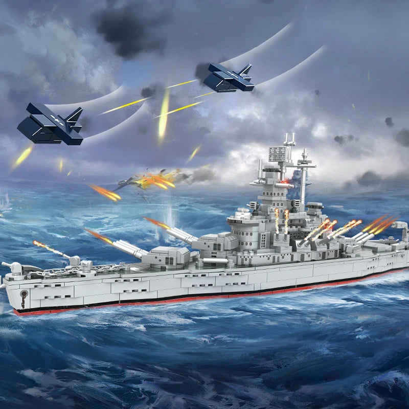 Military Series King Level Classic Warship Building Blocks South Kadota Battleship bricks WW2 Soldier Weapon Toys for kids gift