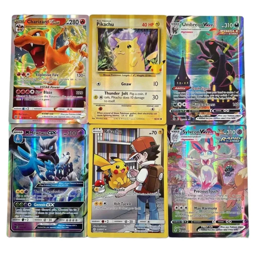 Pokemon Oversized Cards 30Pcs Jumbo Letters Card Vmax Vstar GX Arceus Pikachu Charizard Super Shiny Rare Card Birthday Gift