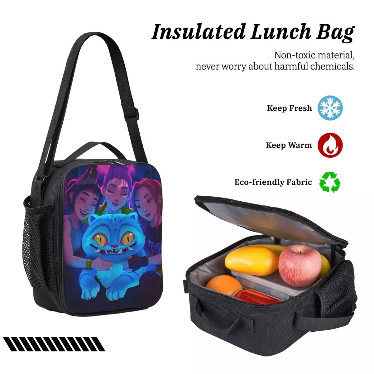 3Pcs Kpop Demon Hunters Huntrix  Backpack Set for Kids Pencil Boxes Bookbag Sets with Lunch Box For School Students Knapsack