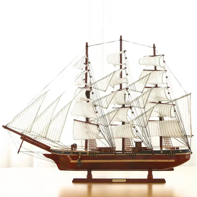 80cm 3D Large Sailboat Model Craft Wooden Assembled Ship Mediterranean home decor children birthday Gift Toys