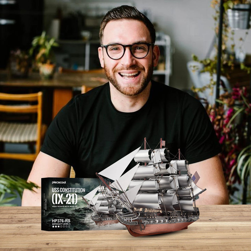 Piececool 3D Metal Puzzles Sailing Frigate Boat Model Building Kits Assembly DIY Kit for Adult Brain Teaser
