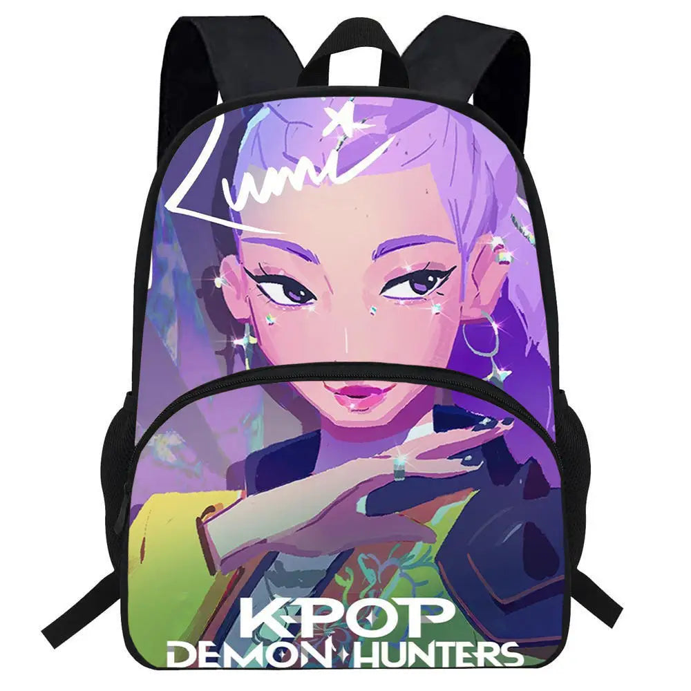Anime Movie KPop Demon Hunters Backpack Mira Lumi Zoe Cosplay School Students Schoolbag Boys Girls Anime Pencil Bag Lunch Bag