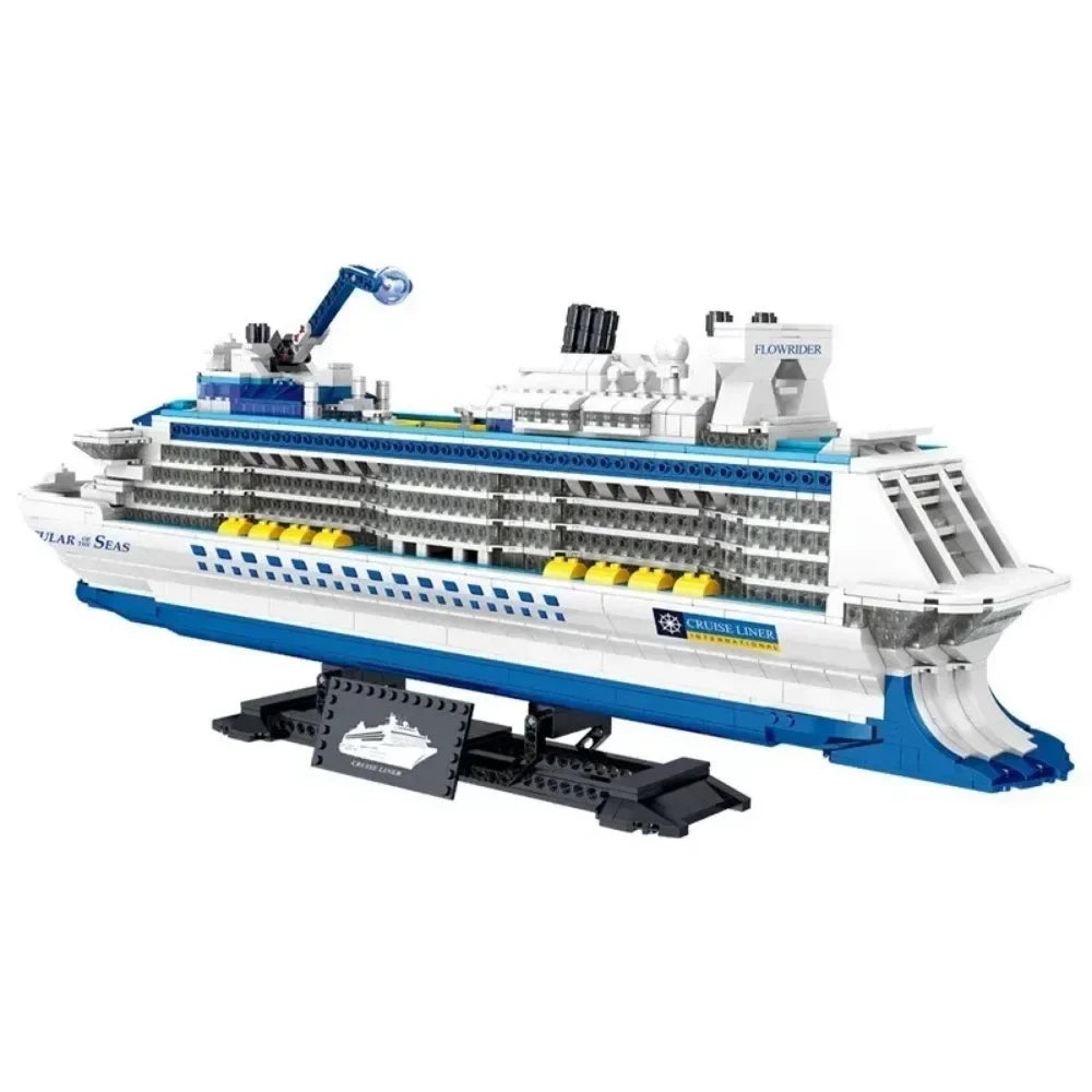 2428PCS Creative City Sea Cruise Liner Building Blocks Model Big Ocean Ship Bricks MOC Toys Children Gifts for Kids Adults