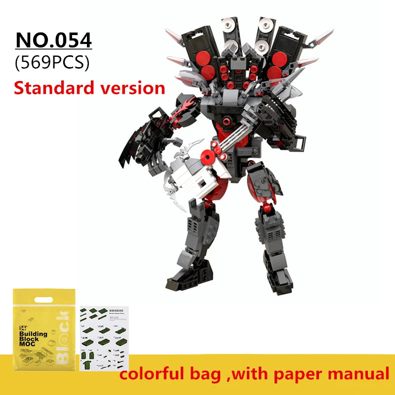 New Creative MOC Skibidi Toilet Titan Guitor Speaker Man Building Blocks Set DIY Bricks Toys For Children Boys Christmas Gifts
