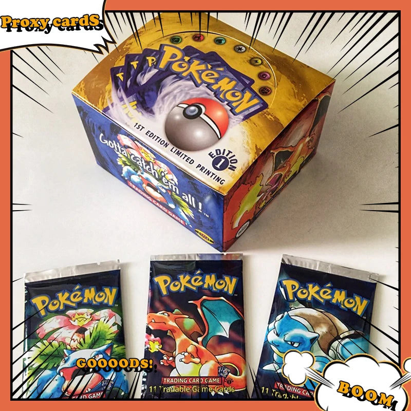 Pokémon Foil 33 Packs 1ST Edition Classic Base Set Proxy Cards PKM Games Board Games Whole Set Card Collection Toys Gift