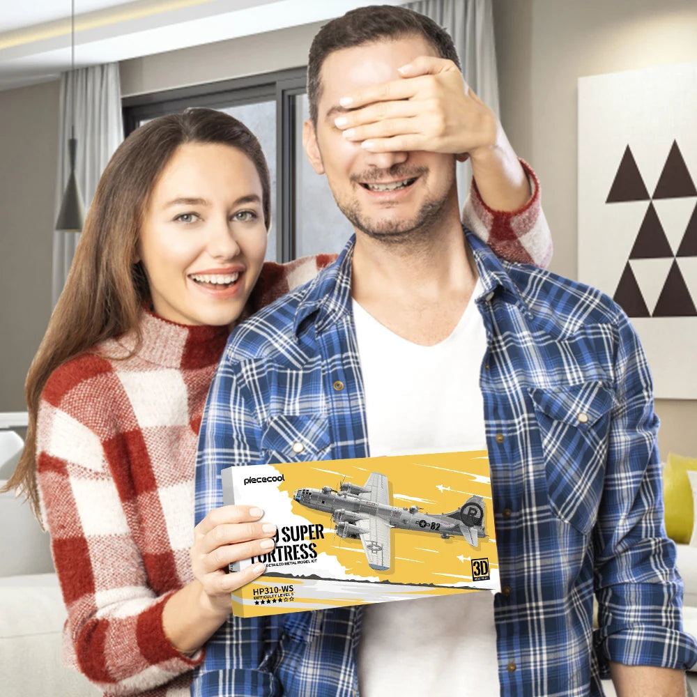 Piececool Model Building Kits Airplane Fighter 3D Metal Puzzles Diy Toys for Adult Brain Teaser