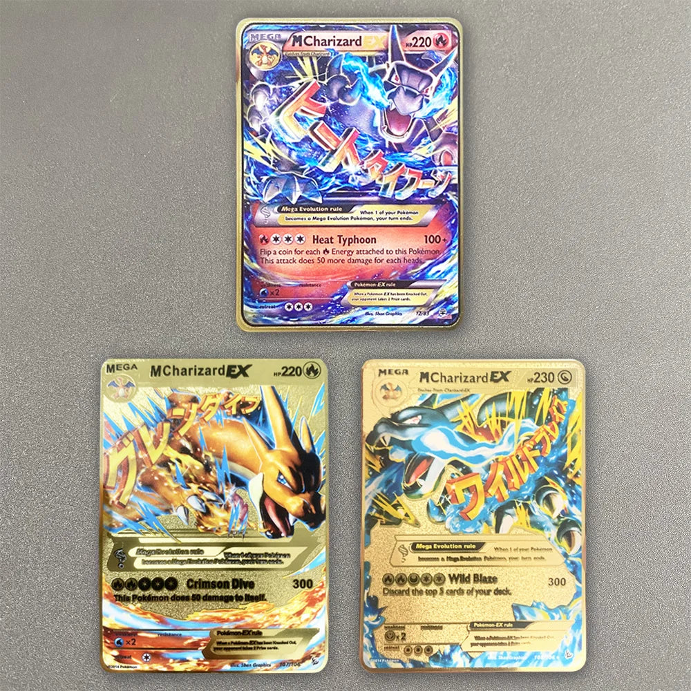 Pokemon Metal Card 10000 Points Pikachu Charizard Arceus Card Golden English Mewtwo Vmax GX Anime Collection Battle Cards Gifts
