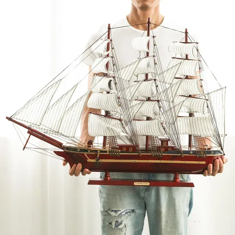 80cm 3D Large Sailboat Model Craft Wooden Assembled Ship Mediterranean home decor children birthday Gift Toys