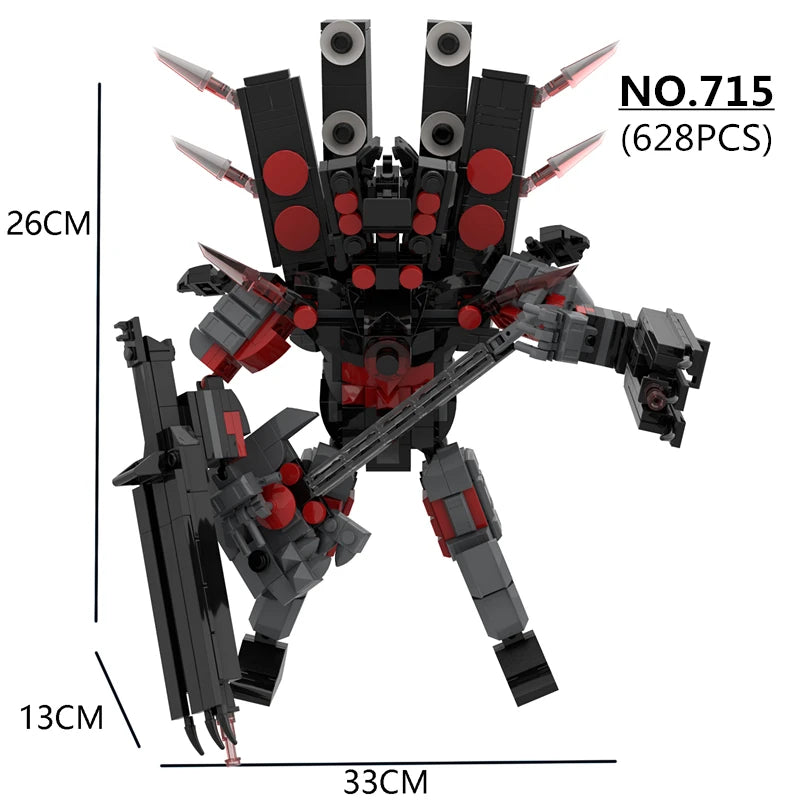 New Titan Guitor Speaker Man Building Blocks Set Creative Skibidi Toilet With Battle-axe DIY Bricks Toys For Boys Christmas Gift