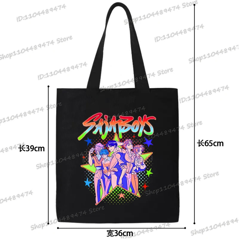 Women Men Cartoon KPop Demon Hunters Shopping Bag Funny Korean Ulzzang Canvas Tote Travel Handbags Beach Shoulder Bags