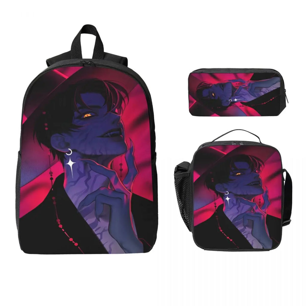 3Pcs Huntri Girl Group K-pop Demon Hunters Backpack Set for Boy Girl Pen Bags Bookbag Sets with Lunch Box For School Knapsack