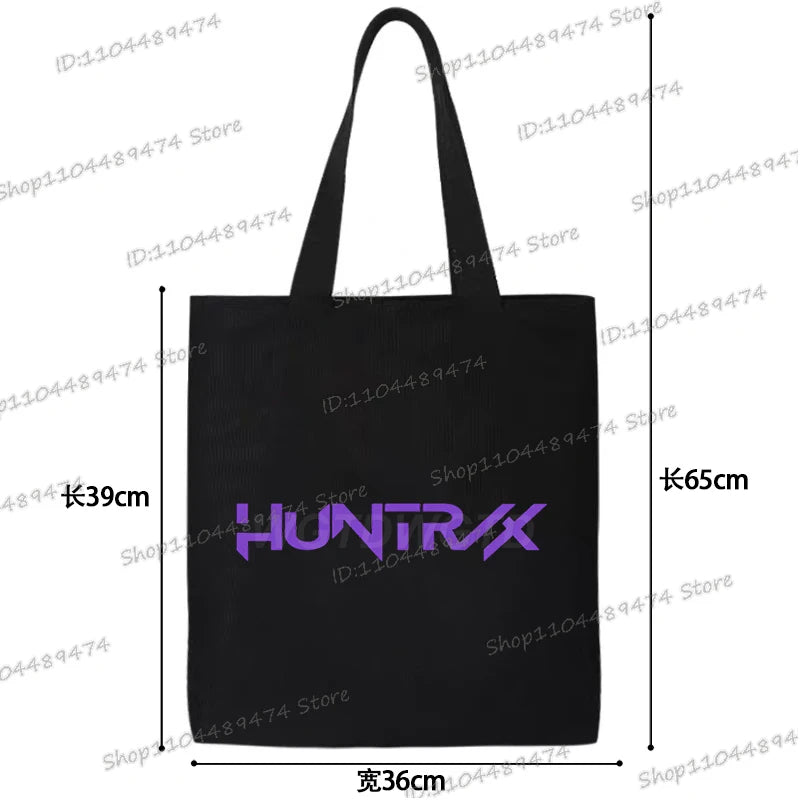 Women Men Cartoon KPop Demon Hunters Shopping Bag Funny Korean Ulzzang Canvas Tote Travel Handbags Beach Shoulder Bags