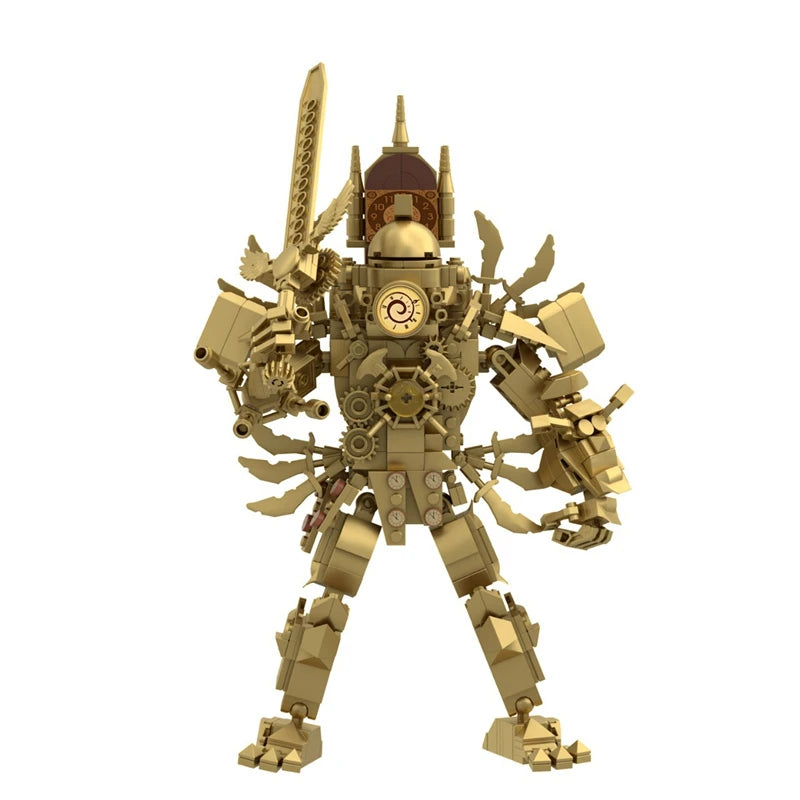 New Skibidi Toilet Updated Titan Gold-plated Gold Clock Man Creative Building Blocks DIY MOC Bricks Toys For Kids Christmas Gift