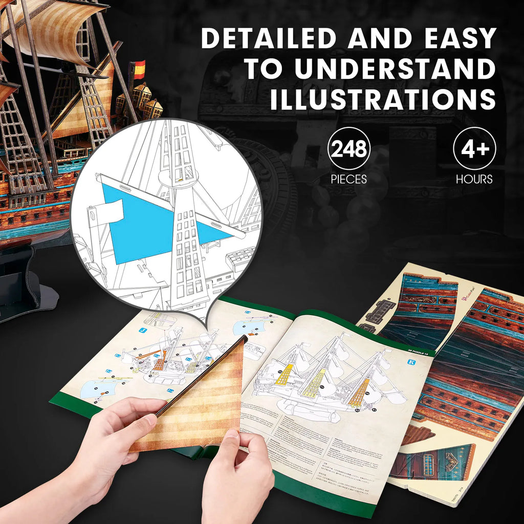 The San Felipe Model Ship Kits 3D Puzzle 25.6" for Adults and Teens, Stress Relief Hobby Cool Decoration Birthday Gift for Men 2