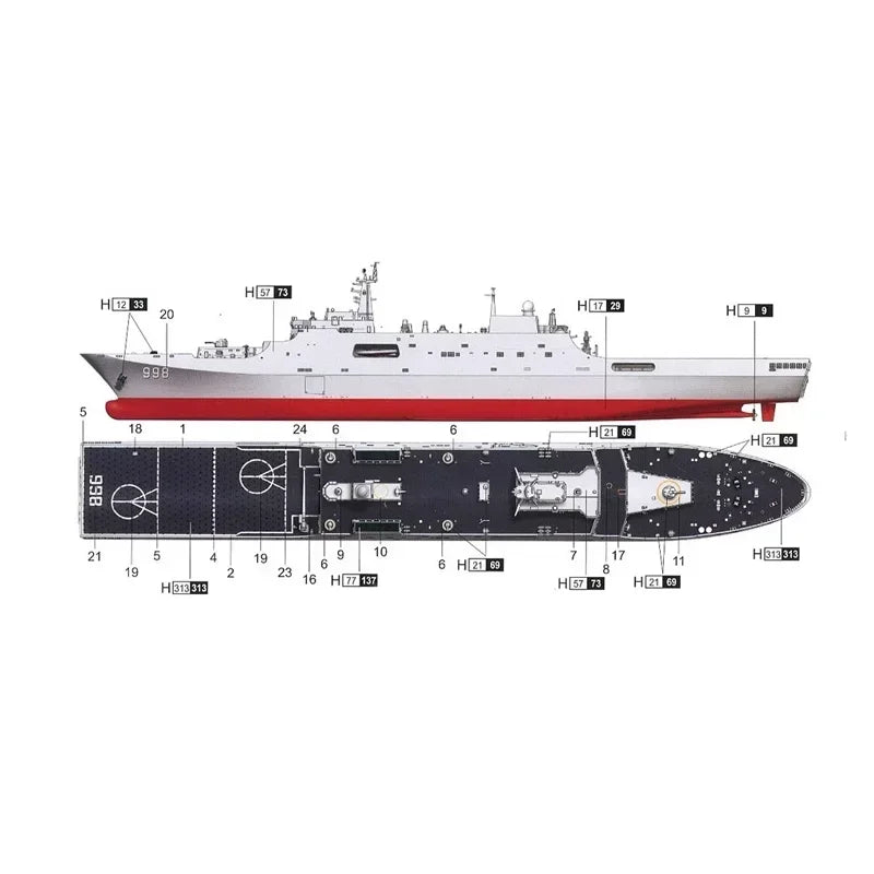 Trumpeter 06726 1/700 Scale Plastic Model Ship PLA Navy Type 071 Amphibious Transport Dock Ship Model for Adults Model Hobby DIY