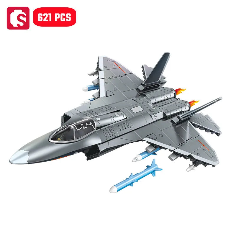 SEMBO J-35 Carrier Based Fighter Jet Assemblage Building Blocks MOC Military Series Aircraft Plane Model Bricks Boys Toys Gifts
