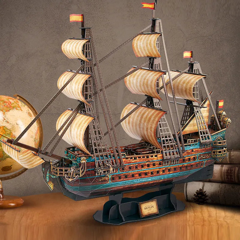 The San Felipe Model Ship Kits 3D Puzzle 25.6" for Adults and Teens, Stress Relief Hobby Cool Decoration Birthday Gift for Men 2