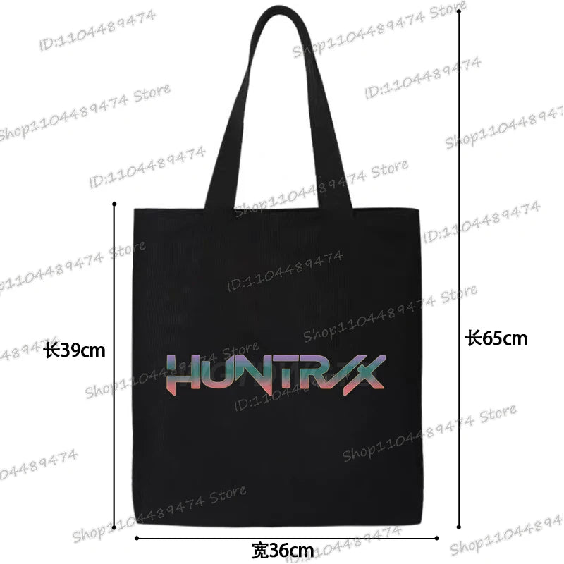 Women Men Cartoon KPop Demon Hunters Shopping Bag Funny Korean Ulzzang Canvas Tote Travel Handbags Beach Shoulder Bags