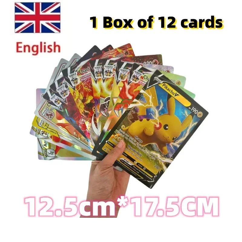 Pokemon Oversized Cards 30Pcs Jumbo Letters Card Vmax Vstar GX Arceus Pikachu Charizard Super Shiny Rare Card Birthday Gift
