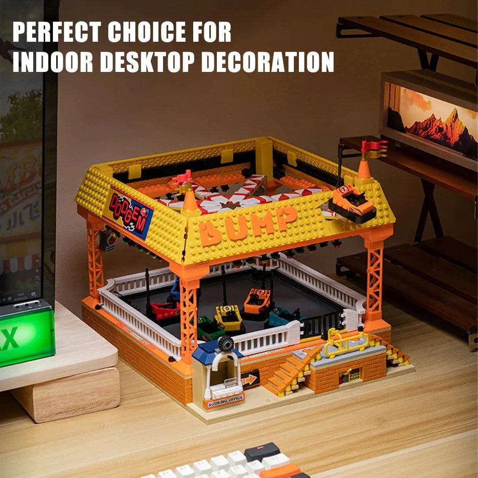 1099PCS Children’s Amusement Park Bumper Car Building Blocks MOC City Street View Model Brick Puzzle Toys Gift for Kids Adult