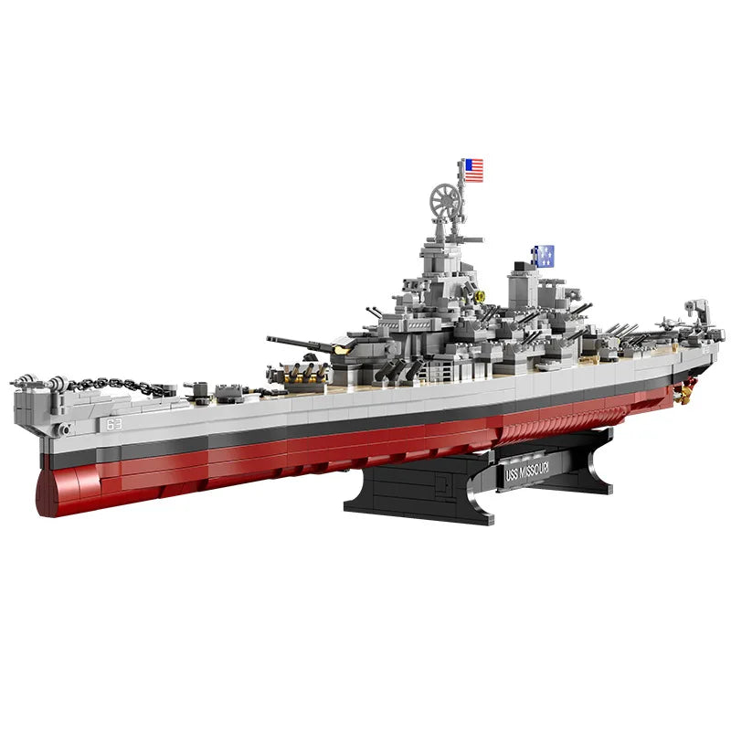 FC4230 Military Battleship Series Missouri Battleship Crusier Model Building Blocks Bismarck Cruiser Boat Bricks Toys Kids Gifts