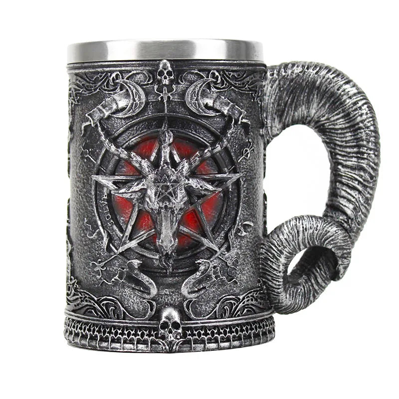 600ML Viking Mug Collection 304 Stainless Steel Insert Resin Beer Danegeld Tankard Coffee Beer Mugs Cup Halloween Friends Gift