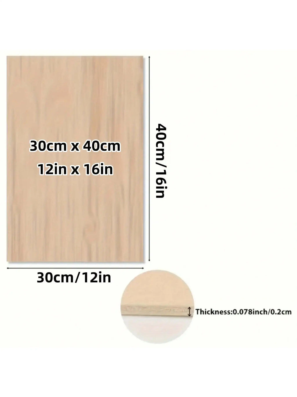 Premium Basswood Plywood (12x16 in) 2 mm thick suitable for laser cutting, wood burning and architectural models, smooth surface