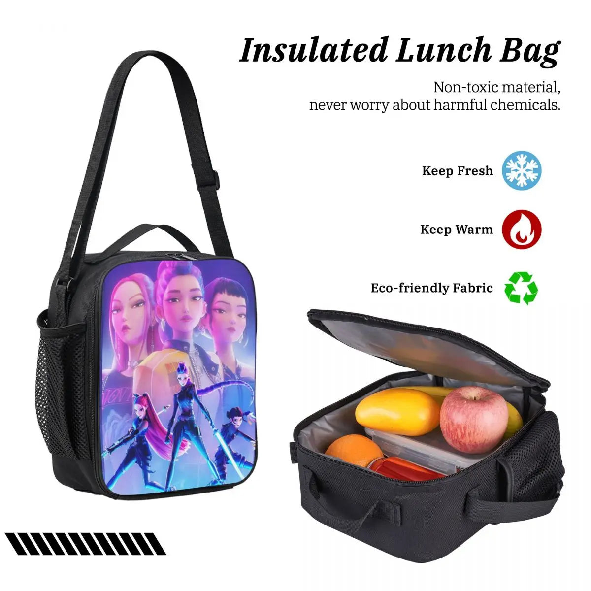 3Pcs Kpop Demon Hunters Huntrix School bags Set for Girls Boys Pencil Boxes Backpack Sets with Lunch Box For School Daypack