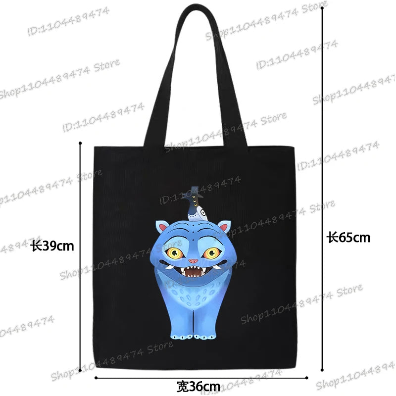 Women Men Cartoon KPop Demon Hunters Shopping Bag Funny Korean Ulzzang Canvas Tote Travel Handbags Beach Shoulder Bags