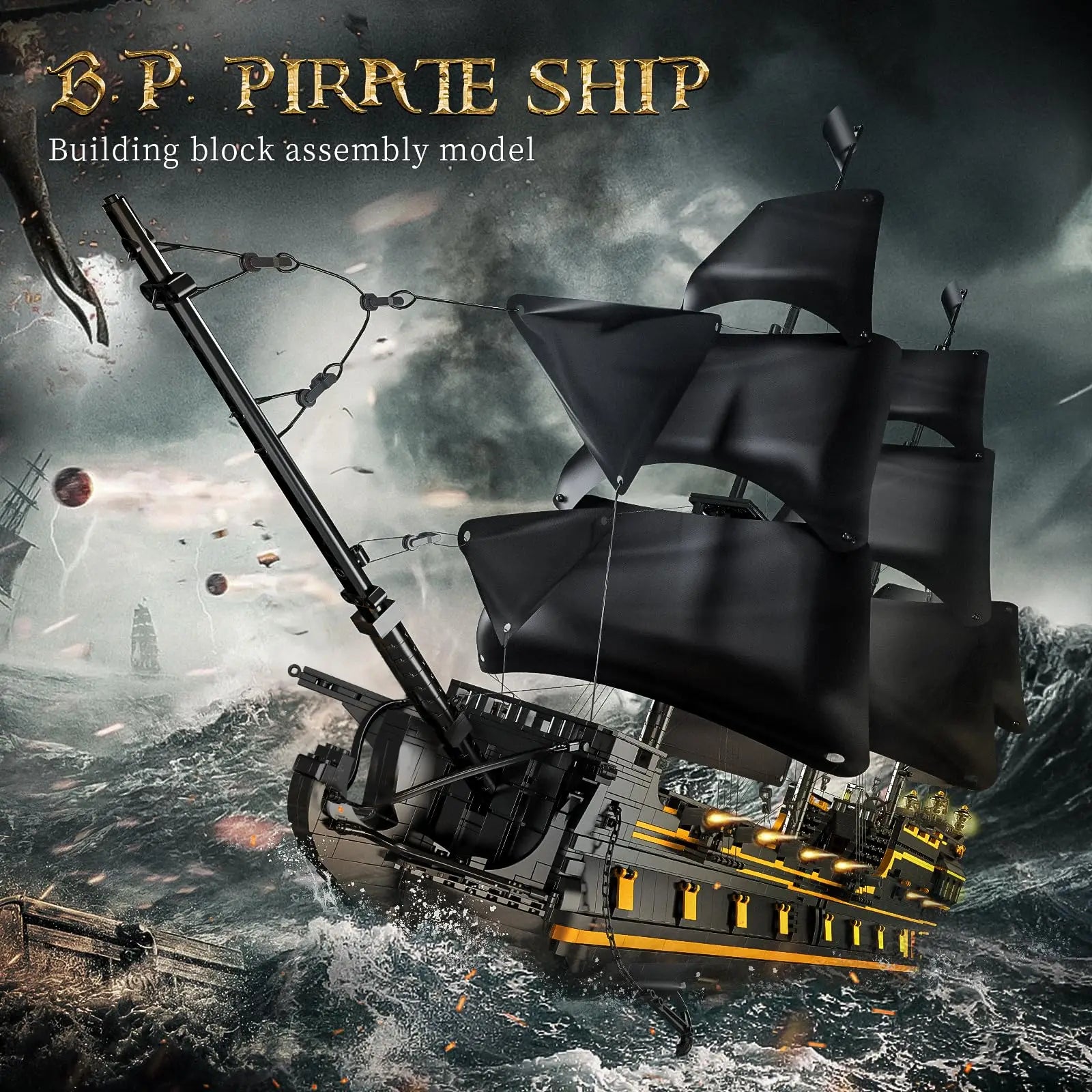 5266pcs Large Pirates Ship Model Building Blocks Set MOC Black Pearl Sailboat Construction Kit for Model Building Collections