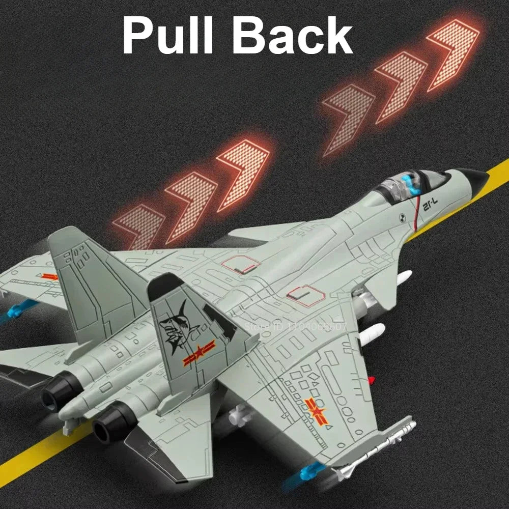1:89 Scale J-15 Fighter Model Toy Alloy Military Aircraft Models Light Sound Pull Back Boys Birthday Airplane Collection Gifts